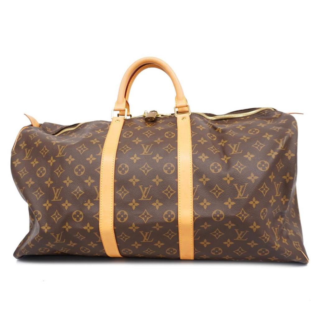 LOUIS VUITTON Boston Bag Monogram Keepall 55 M41424 Brown Men's Women's - Picture 1 of 10